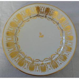 Porcelaine De Paris - Assiette Empire à Décor Doré à l'Or De Palmettes