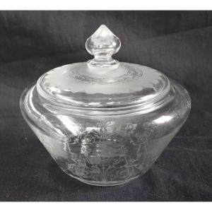 Baccarat: Turkish Style Sugar Bowl, Engraved And Frosted Crystal