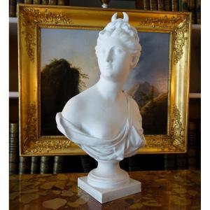 Bust Of Diane De Houdon In Biscuit Porcelain - Neoclassical Decor