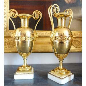 Claude Galle (attributed To) Pair Of Directoire Period Ormolu Cassolettes