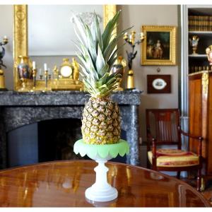 Opaline Pineapple Holder From The Charles X, Baccarat Or Saint Louis Period, Cabinet Of Curiosities