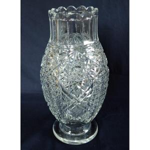 Tall Baccarat Cut Crystal Vase - 35.2cm