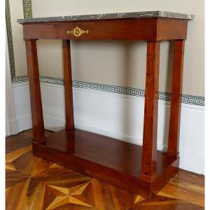 Consulate Period Console In Mahogany And Mercury Gilded Bronze