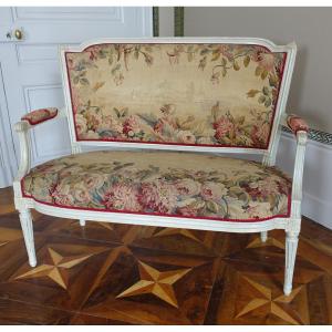 Louis XVI Period 2-seater Sofa, Aubusson Tapestry