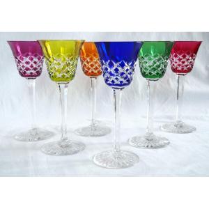 6 Baccarat Crystal Hock Glasses, Burgos Model - 19.5cm