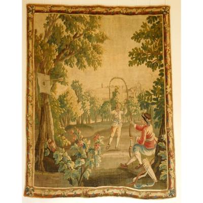 Aubusson Polychrome 18th Century Tapestry Wool And Silk Games In The Park Louis XVI 160 X 200cm