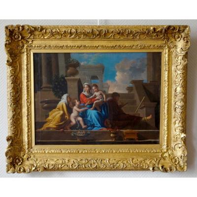  Early 18th French School From Century: Holy Family At The Staircase After Poussin