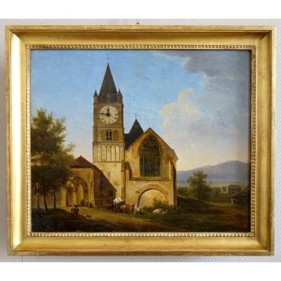 Alphonse Giroux : Large Painting / Clock, Early 19th Century Circa 1830 - Signed - 74.5cm X 63.