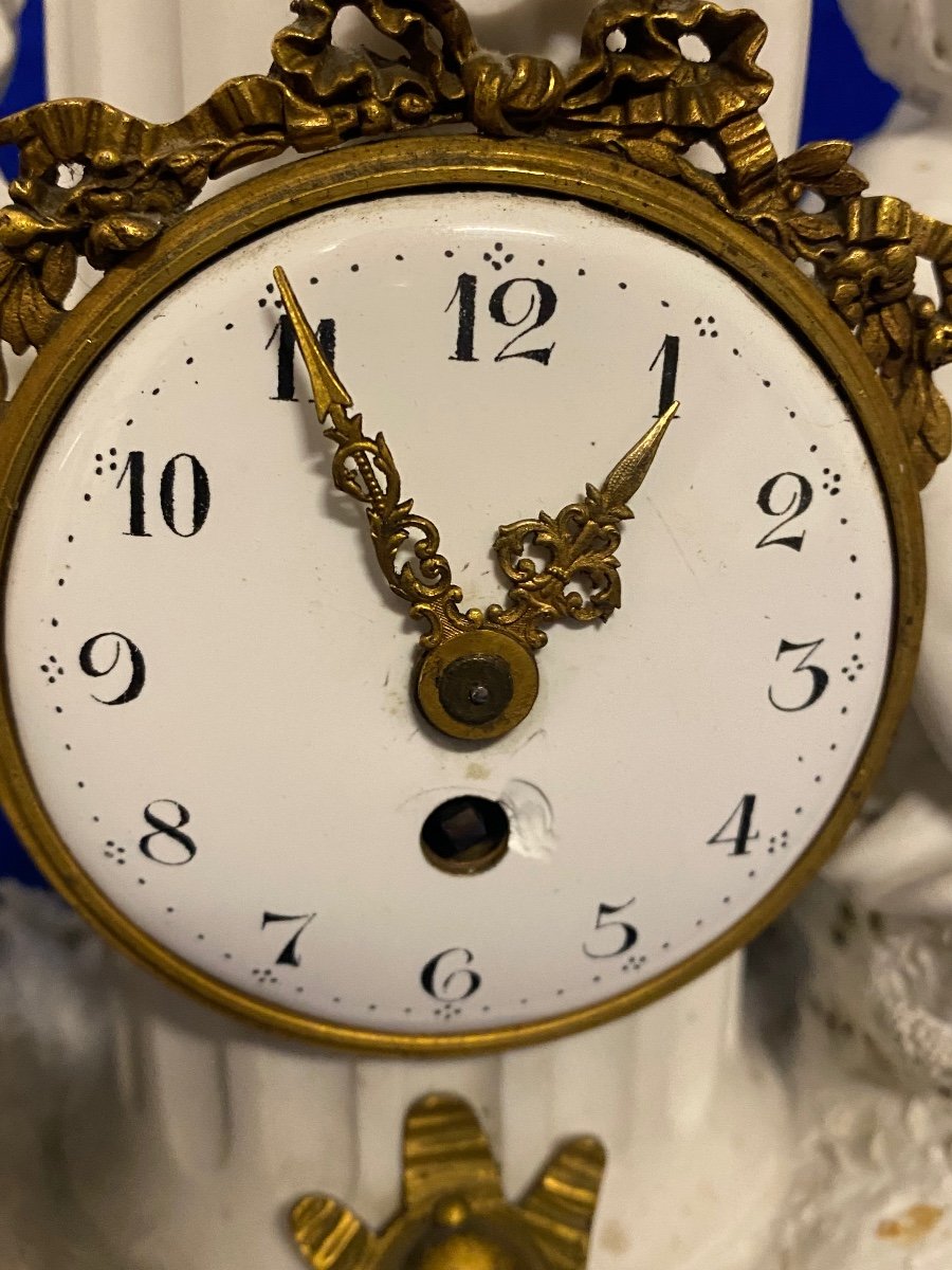 Love Clock In Sèvres Biscuit Signed V. Cantrelles -photo-6