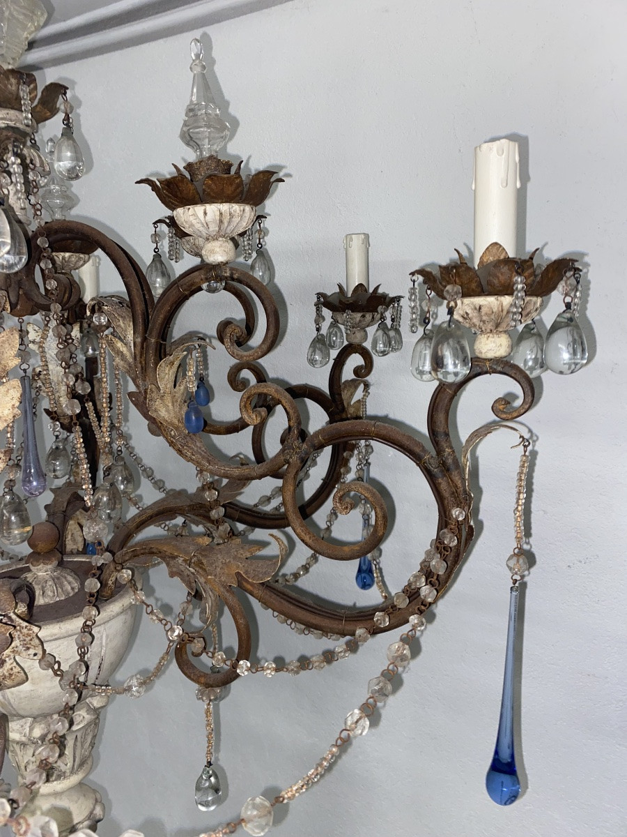 Lampadaire de Style Louis XV Fer Forgé et Pampilles ( 2 mètres ) -photo-4