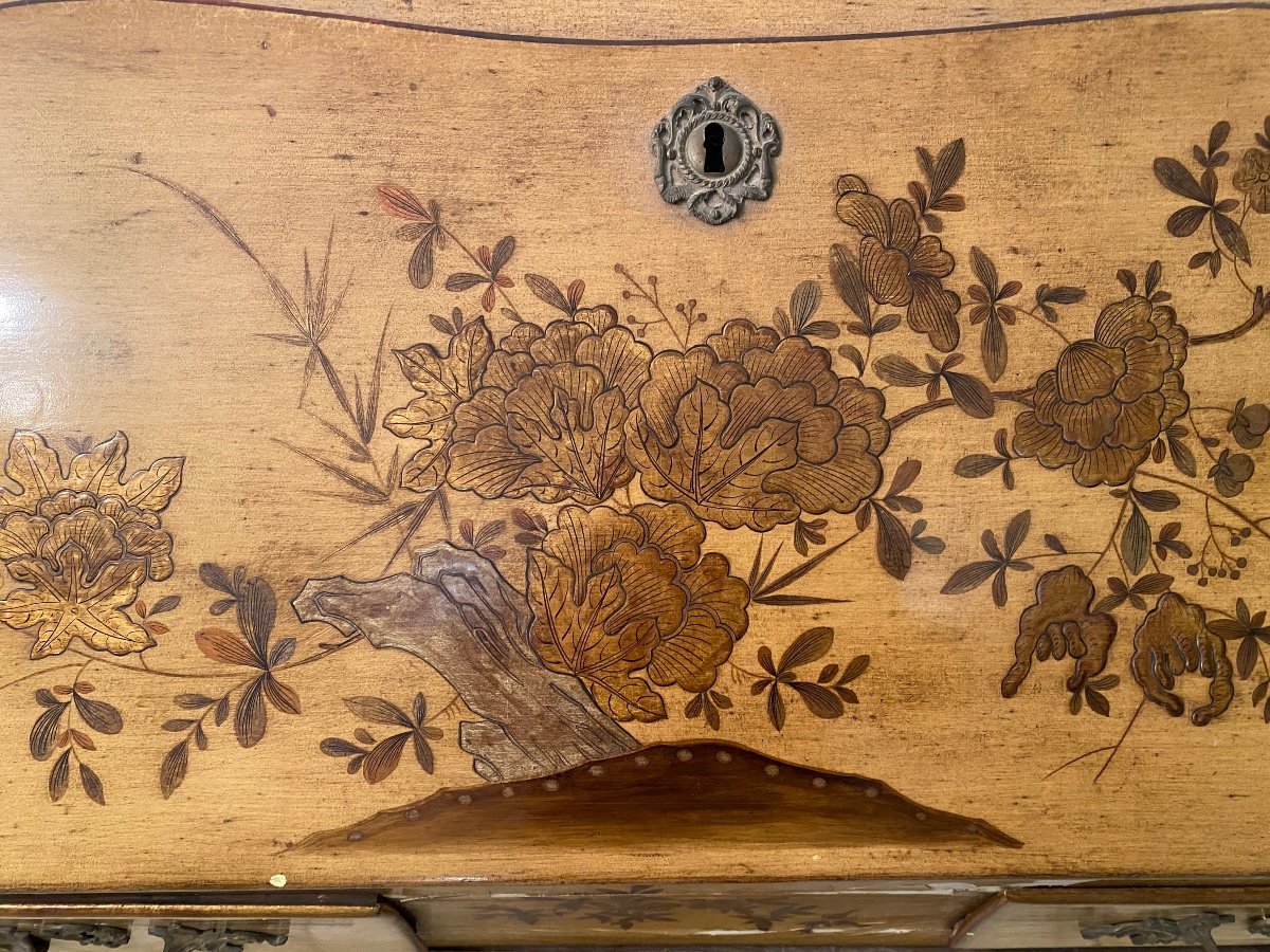 18th Century Lacquered Sloping Desk In Chinese Decor-photo-1