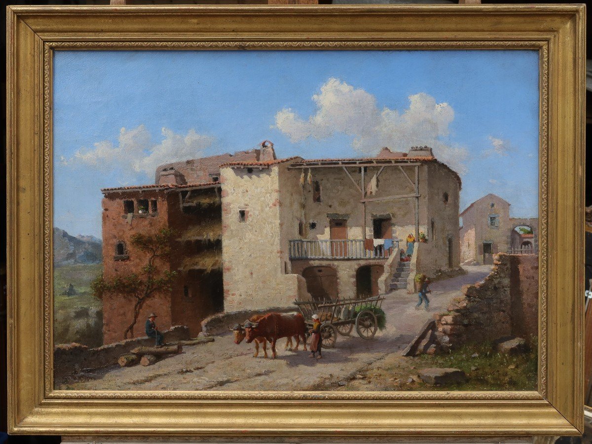 Charles Gaugiran NANTEUIL (1811-?) - Vue de village de montagne-photo-4