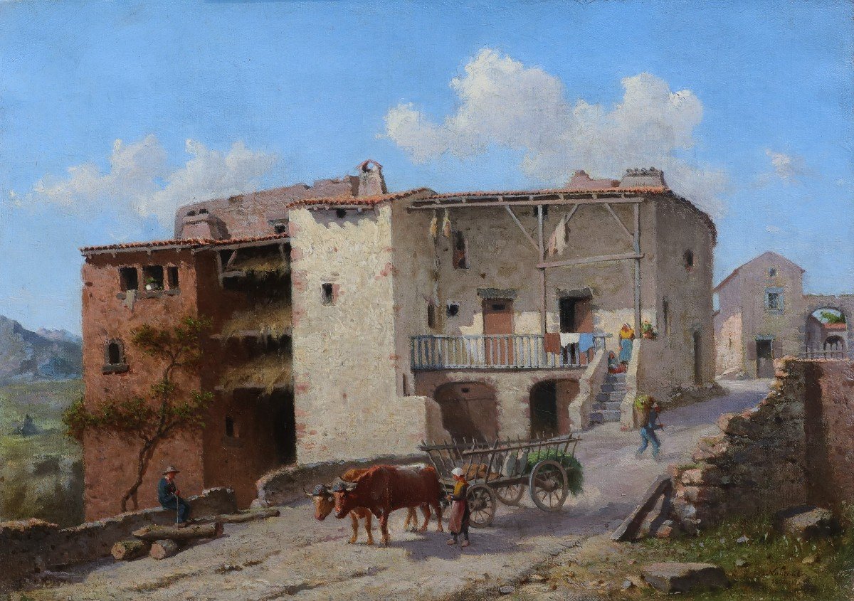 Charles Gaugiran NANTEUIL (1811-?) - Vue de village de montagne