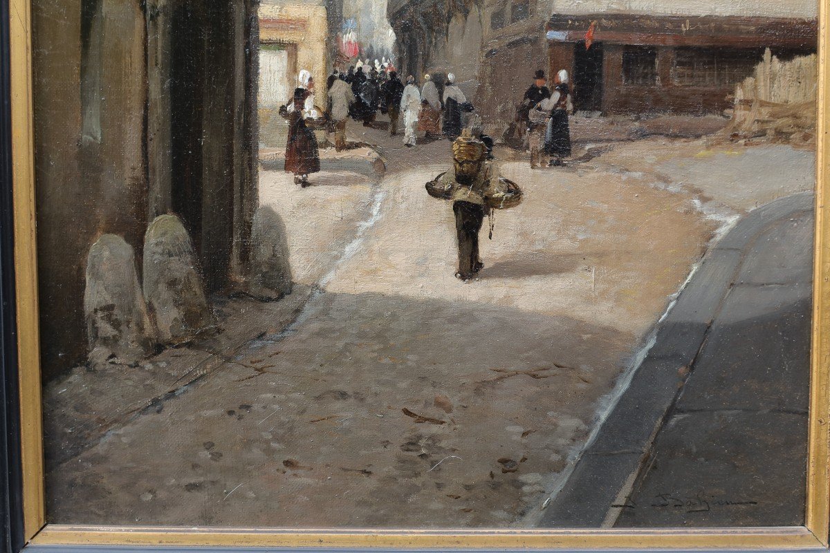 Jules Gustave Bahieu (1847-1916) - Rouen, Rue Malpalu-photo-3