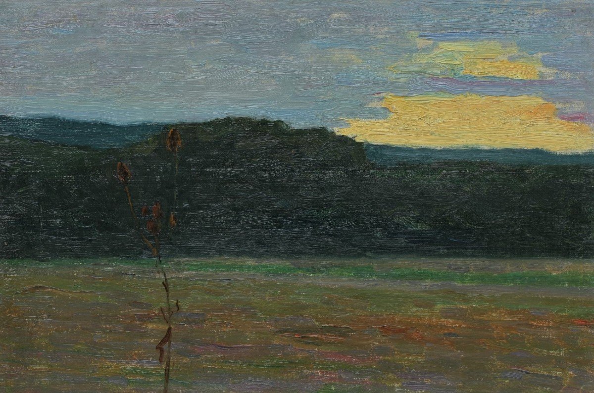 Raymond Thibésart (1874-1968). Landscape Study Early 20th Century - Dawn Or Dusk_1