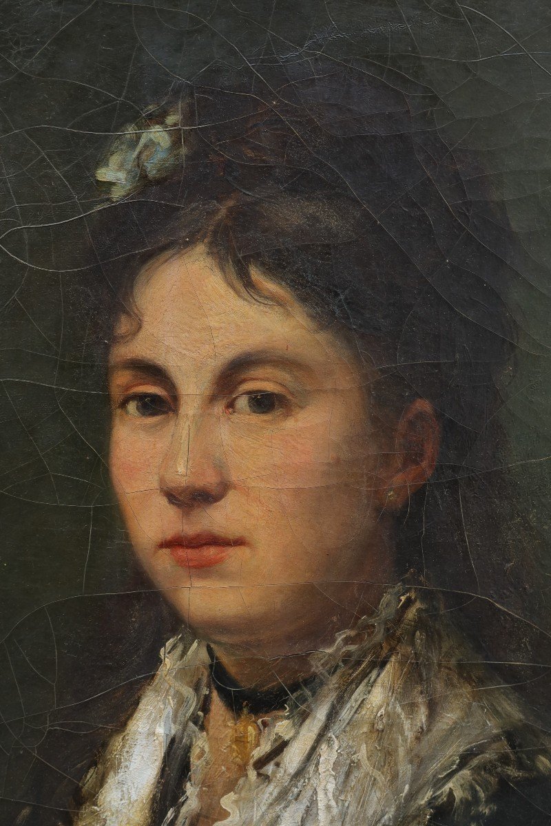 Portrait femme au Ch&acirc;le- Jules CHARDIGNY (1842-1892)-photo-3