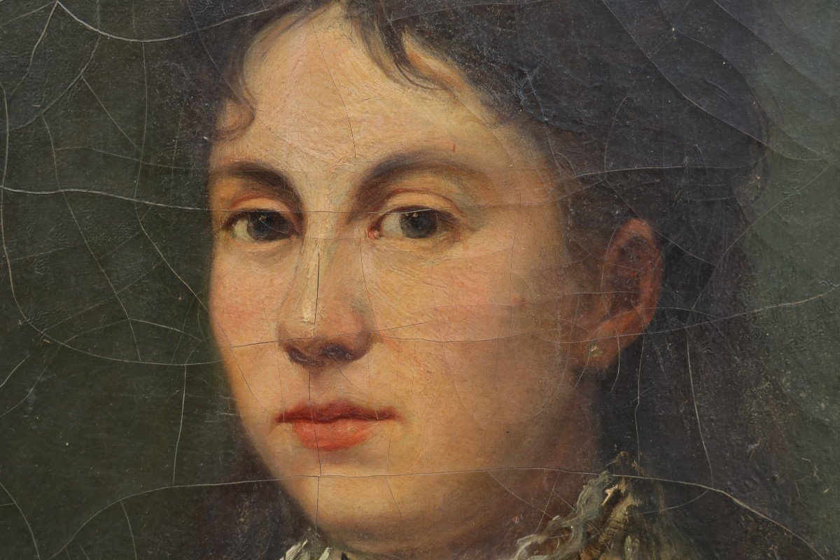 Portrait femme au Ch&acirc;le- Jules CHARDIGNY (1842-1892)-photo-1