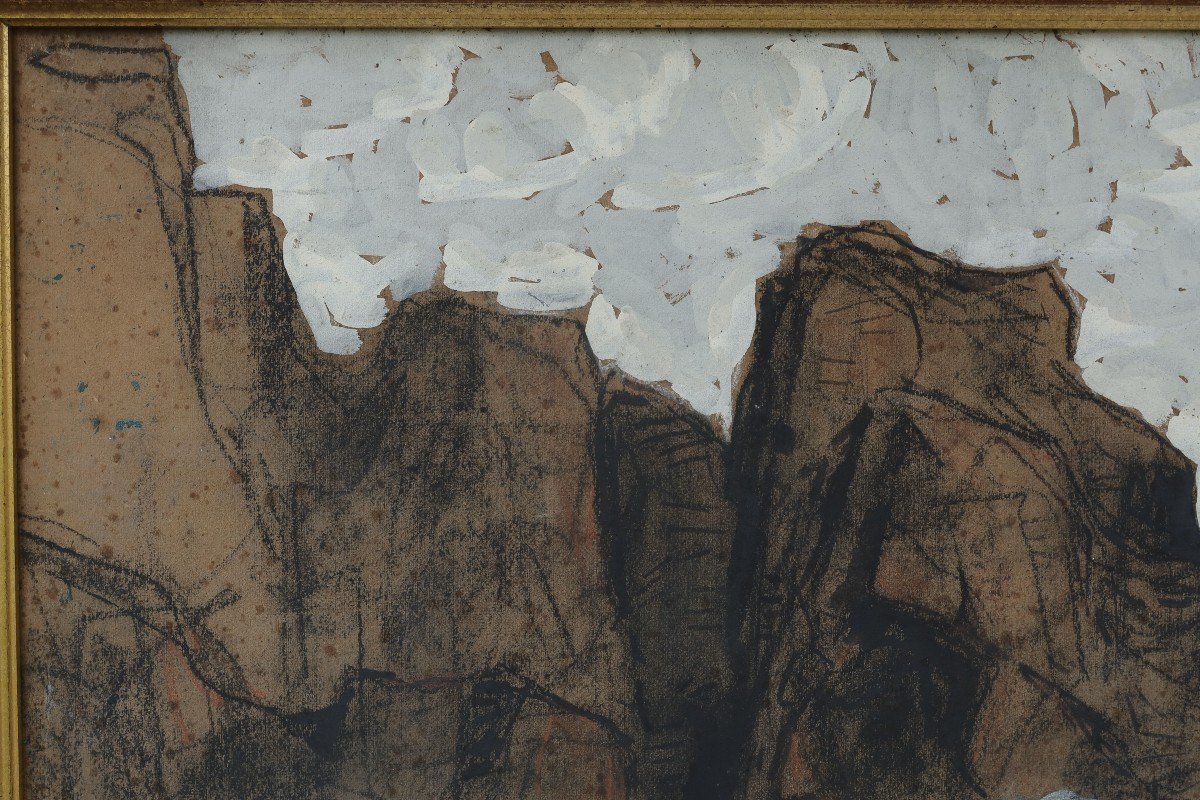 Eugène Brouillard (1870-1950). Rocks By The Sea-photo-3