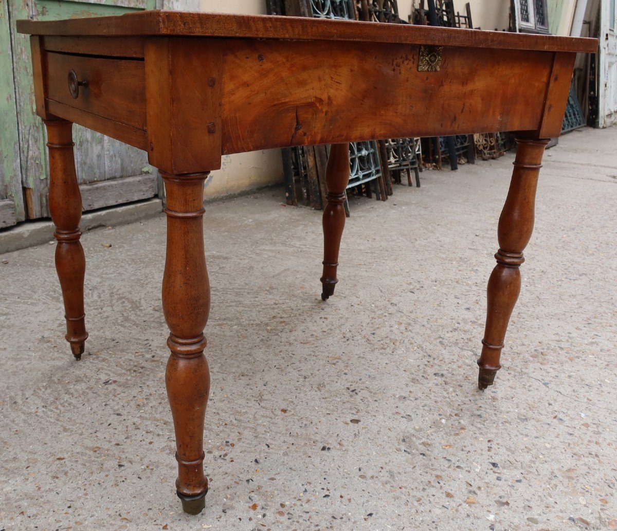 Table Forming A Desk With 2 Drawers In 19th Century Walnut-photo-3