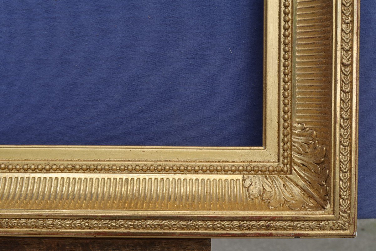 Beautiful Late 19th Century Gilded Frame With Channels For 20f Format (73x60) View 71x57cm-photo-3