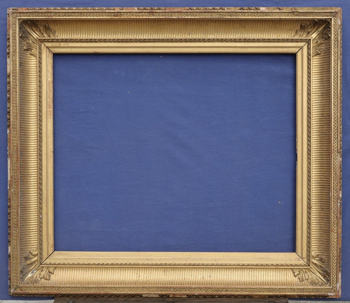 Beautiful 19th Century Gilded Frame With Channels For 15f Format (65x54), View 63.8x52.3 Cm-photo-2