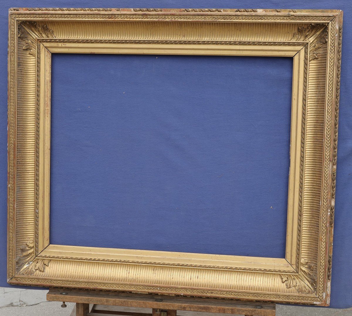 Beautiful 19th Century Gilded Frame With Channels For 15f Format (65x54), View 63.8x52.3 Cm-photo-4