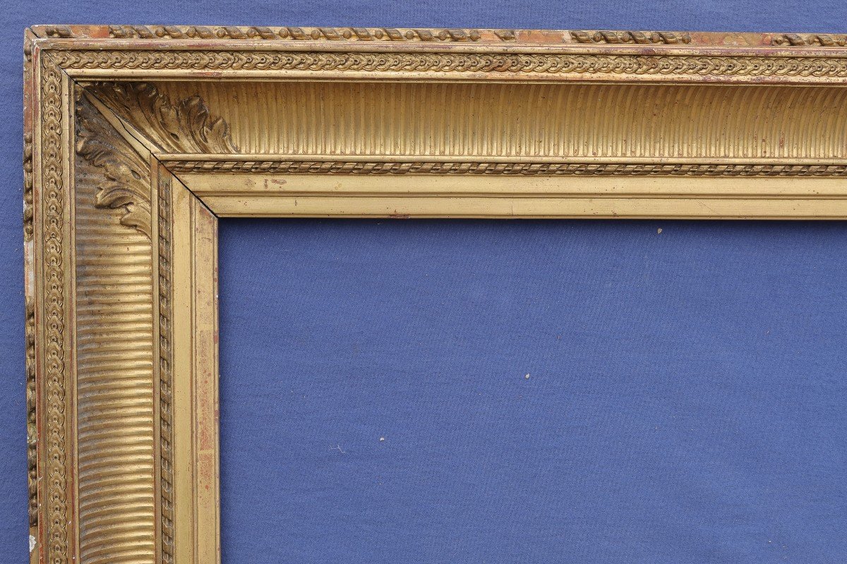 Beautiful 19th Century Gilded Frame With Channels For 15f Format (65x54), View 63.8x52.3 Cm-photo-1