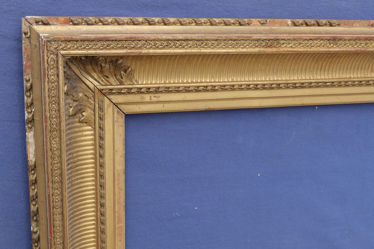 Beautiful 19th Century Gilded Frame With Channels For 15f Format (65x54), View 63.8x52.3 Cm-photo-2