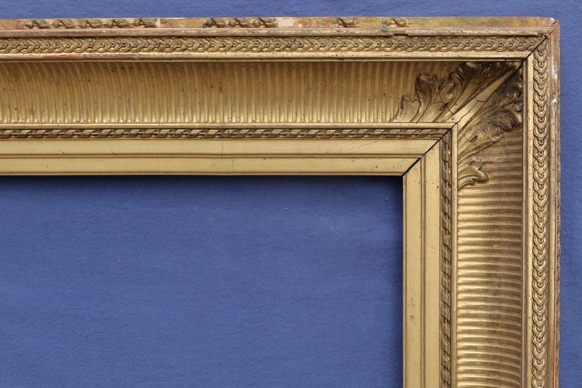 Beautiful 19th Century Gilded Frame With Channels For 15f Format (65x54), View 63.8x52.3 Cm-photo-3