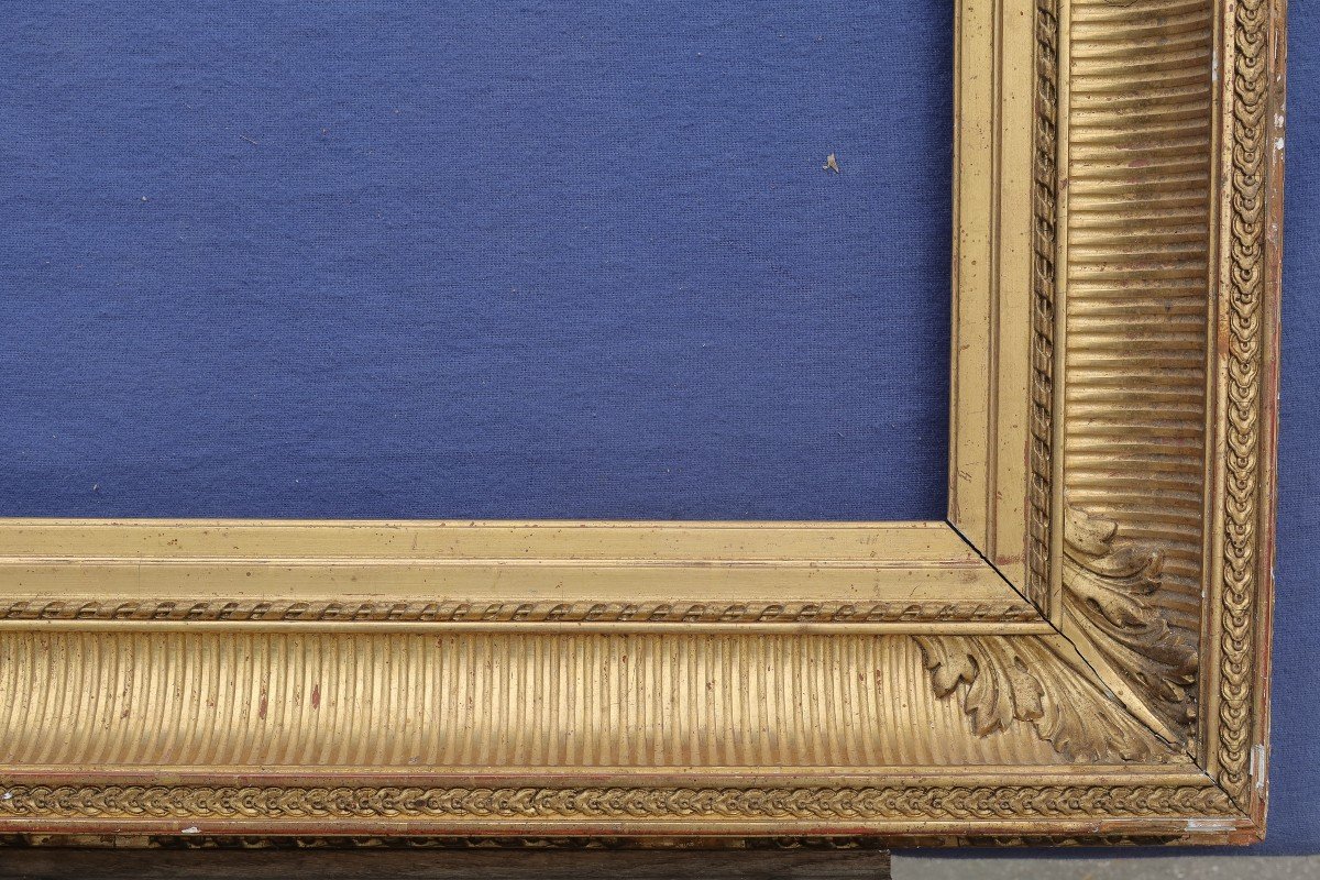 Beautiful 19th Century Gilded Frame With Channels For 15f Format (65x54), View 63.8x52.3 Cm-photo-4