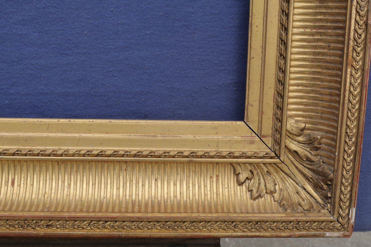 Beautiful 19th Century Gilded Frame With Channels For 15f Format (65x54), View 63.8x52.3 Cm-photo-5