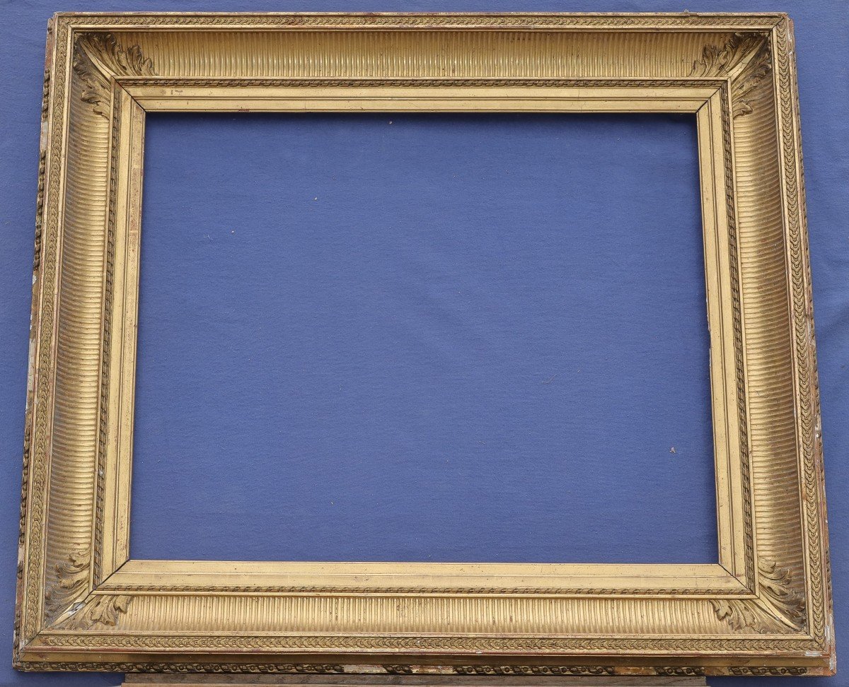 Beautiful 19th Century Gilded Frame With Channels For 15f Format (65x54), View 63.8x52.3 Cm-photo-8