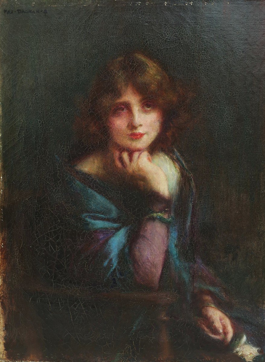 Pascal DAGNAN-BOUVERET (1852-1929). Portrait de femme à la rose