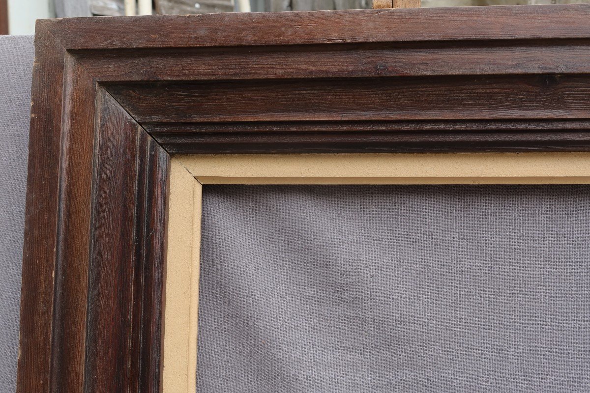 Cadre bois profil escalier en pin pour format 25P (81x60cm). vue 78,8x57,8 cm-photo-2