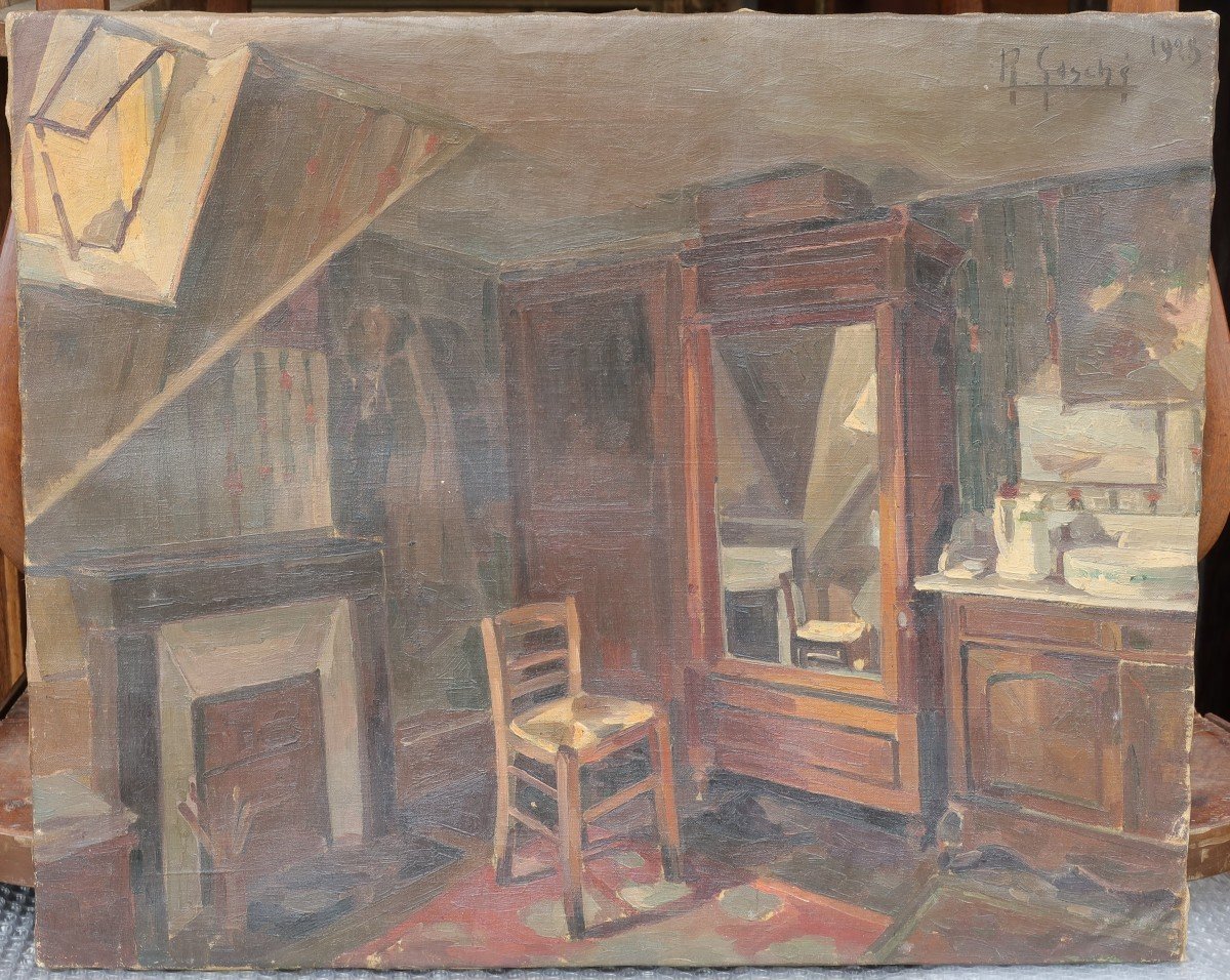 Interior Of The Bedroom Of The Painter René Lucien Gasche (1900-?)-photo-2