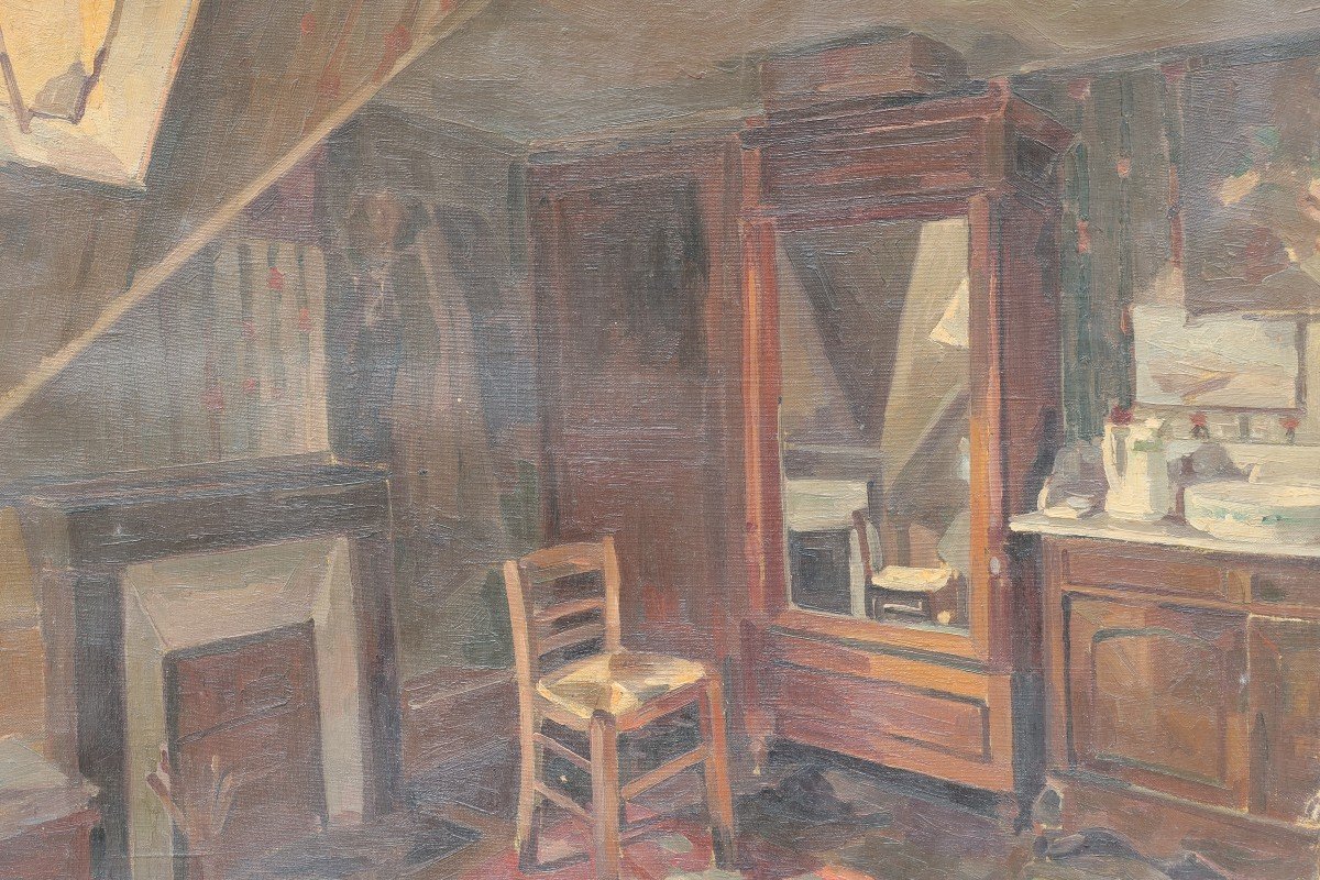 Int&eacute;rieur de la chambre du peintre Ren&eacute; Lucien GASCHE (1900-?)-photo-3