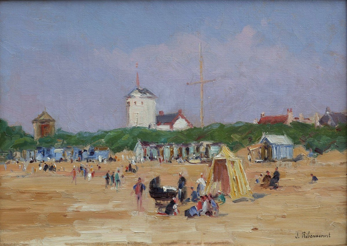 Calais, Plage des Baraques. Blériot-Plage. Jules RIBEAUCOURT (1866-1932)