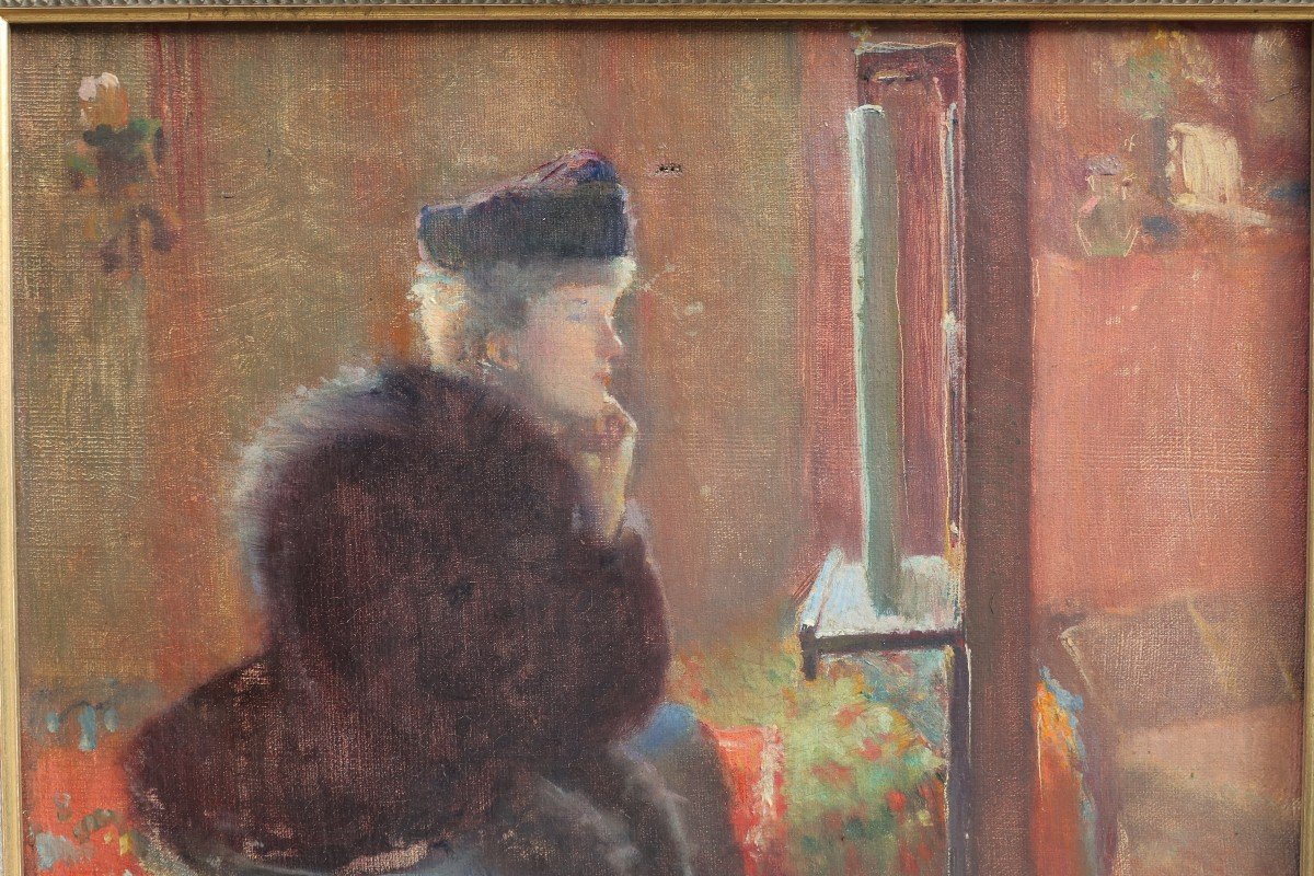 Woman Looking At A Painting. émile Auguste Wery (1868-1935)-photo-3