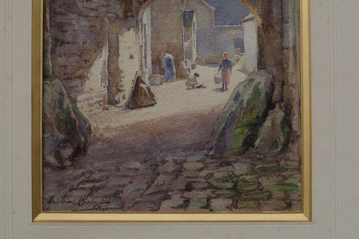 Madeleine Carpentier (1865-1949). Children In A Courtyard-photo-4