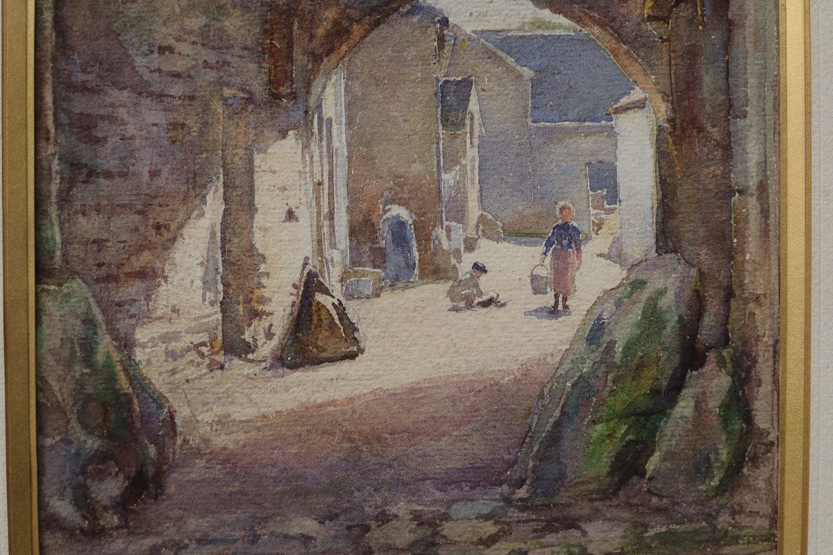 Madeleine Carpentier (1865-1949). Children In A Courtyard-photo-1