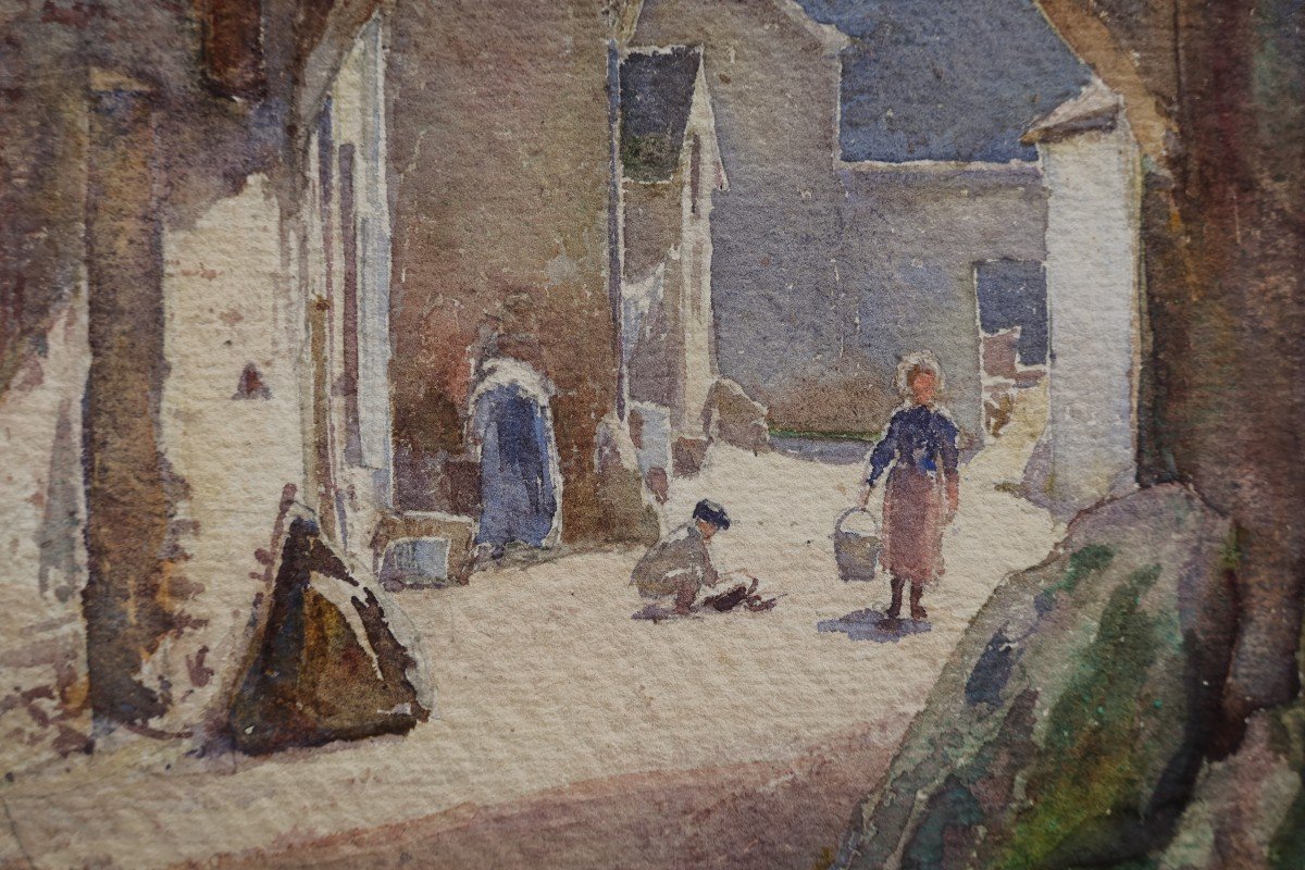 Madeleine Carpentier (1865-1949). Children In A Courtyard-photo-3