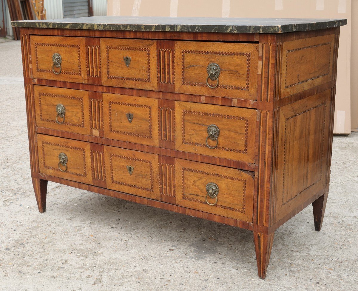 Late 18th Begining XXè Century Inlaid Chest Of Drawers To Restore-photo-3