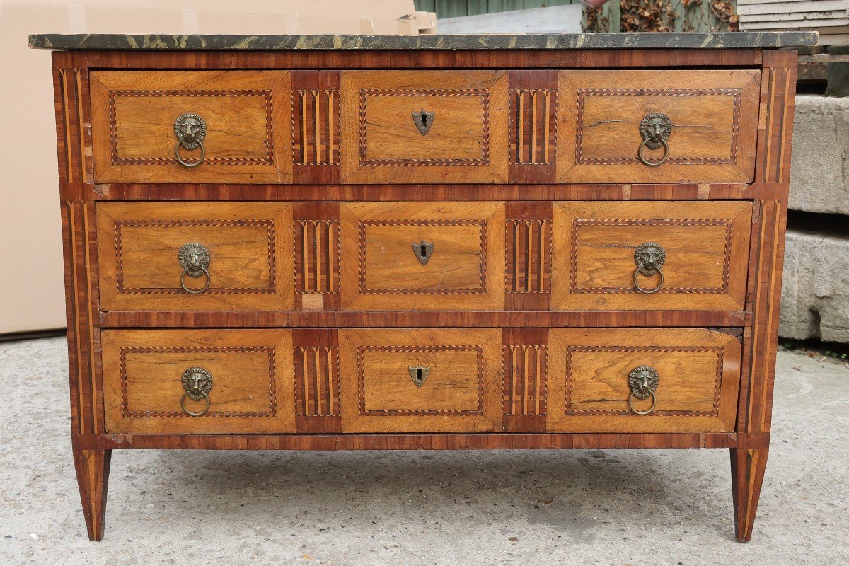 Late 18th Begining XXè Century Inlaid Chest Of Drawers To Restore-photo-4