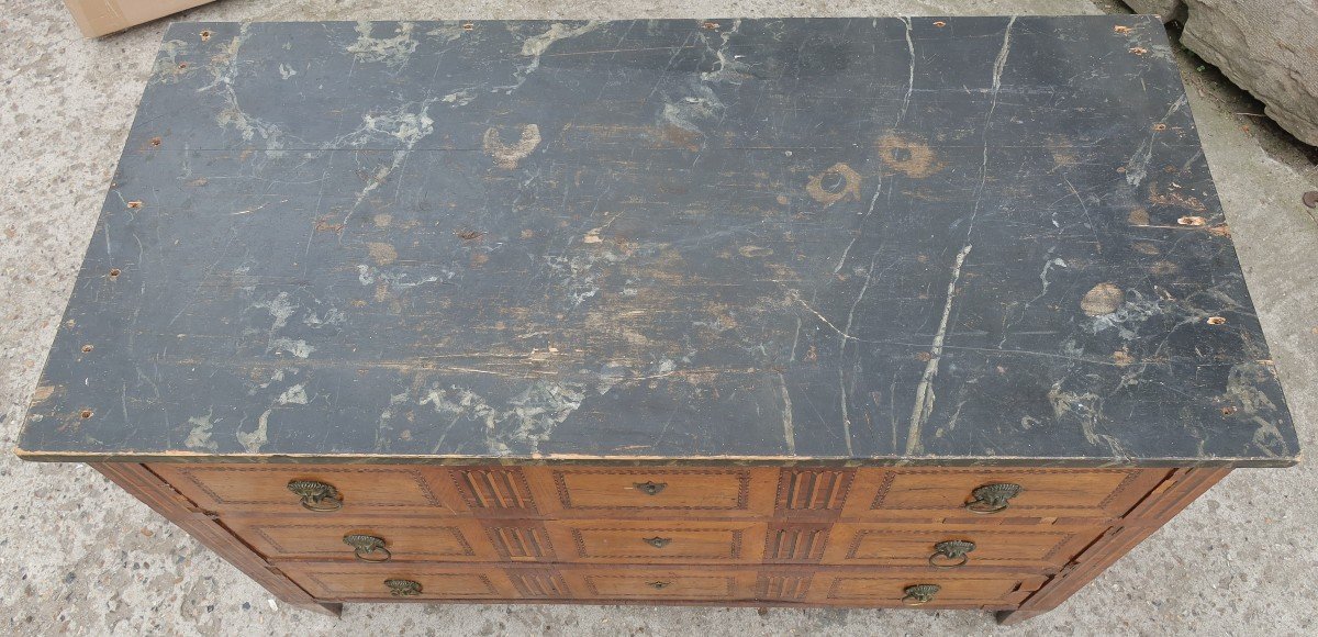 Late 18th Begining XXè Century Inlaid Chest Of Drawers To Restore-photo-3