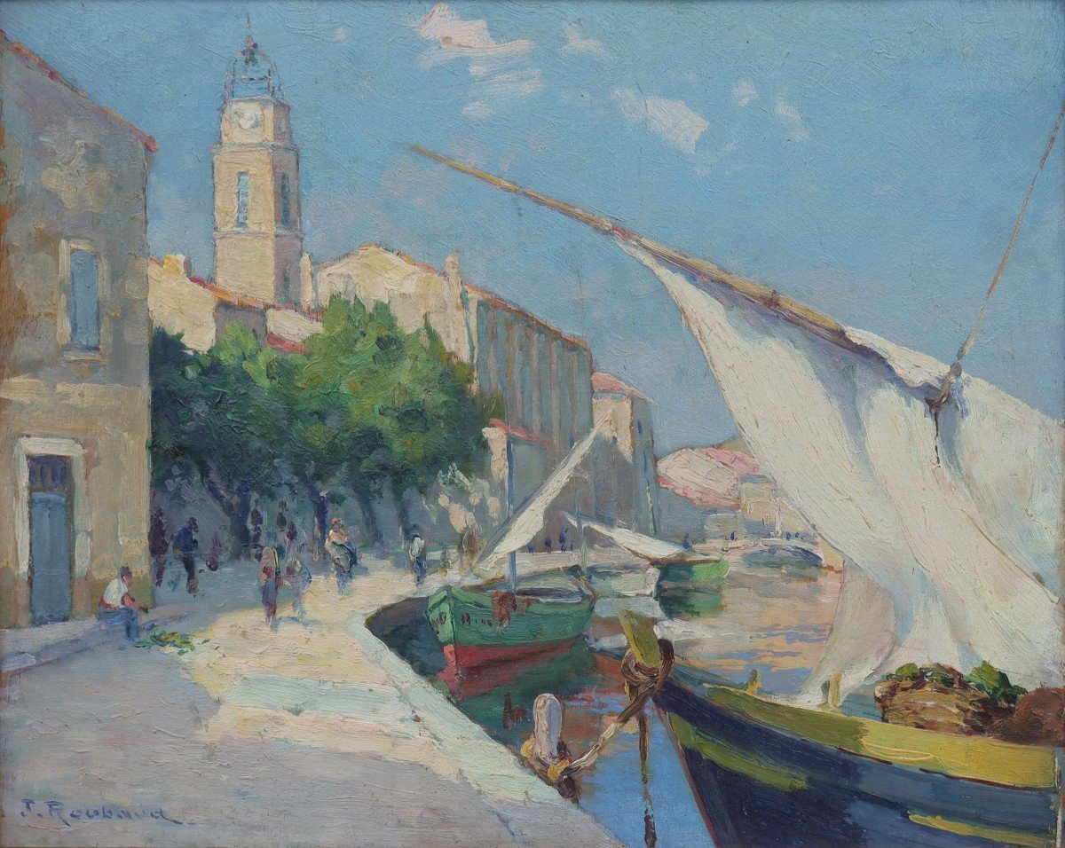 Martigues, port et Eglise Sainte Madeleine. Jean-Baptiste ROUBAUD (1871-?) 