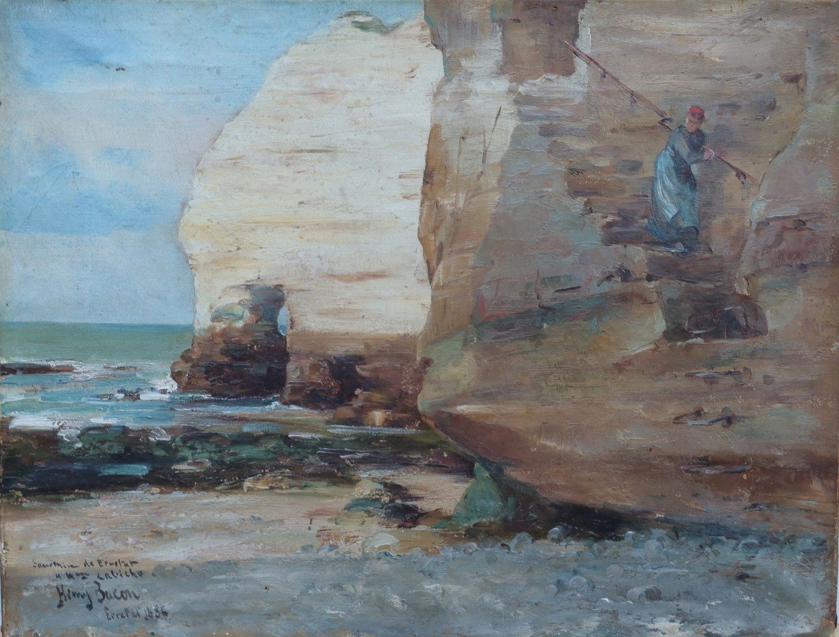 Etretat, falaises d'Amont 1886. Henry BACON (1839-1912)