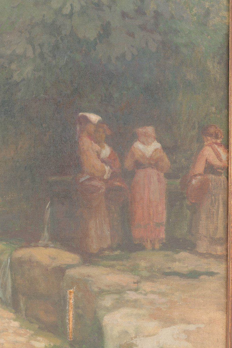 Anticoli In Italy, Women At The Fountain. Auguste-françois Gorguet (1862-1927)-photo-3