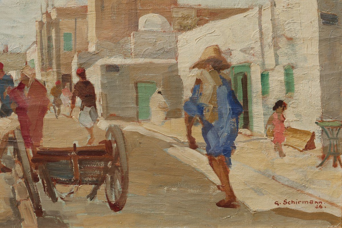 Rue animée à Tunis en 1946. Georges SCHIRMANN (1907-1977)-photo-4