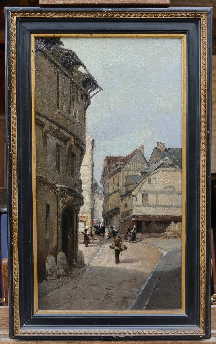 Jules Gustave BAHIEU (1847-1916) - Rouen, rue Malpalu-photo-2