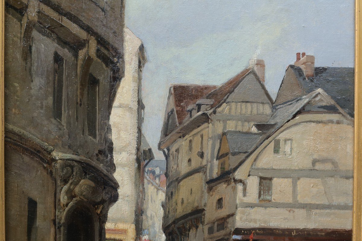 Jules Gustave BAHIEU (1847-1916) - Rouen, rue Malpalu-photo-2